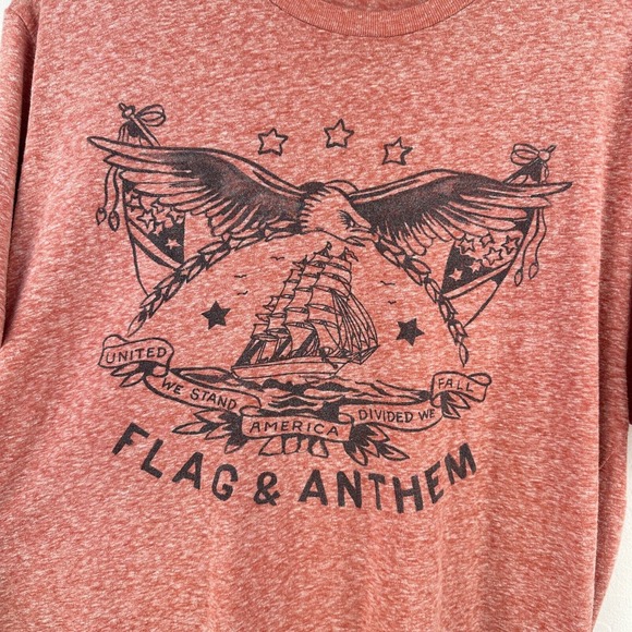 Flag & Anthem Tshirt Men L Red Heather Graphic Tee Short‎ Sleeve USA Eagle - Picture 4 of 7